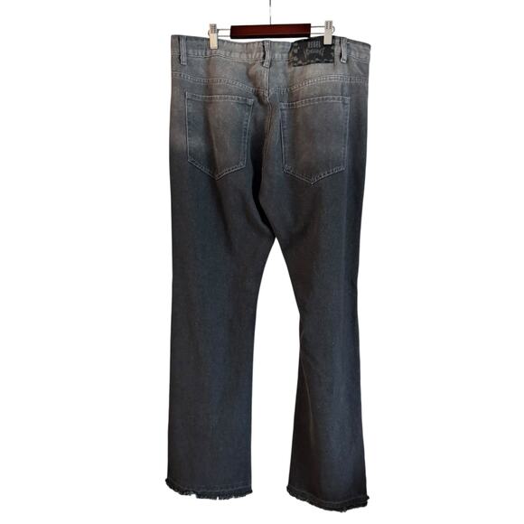 Rebel Vengence Men’s Bootcut Jeans Distressed Patches Gray Size 34 Ombré - Picture 4 of 10
